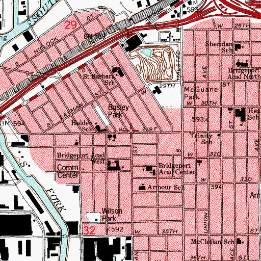 Topographic Map of Bridgeport, IL