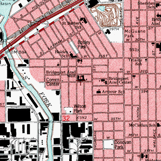 Topographic Map of Bridgeport Academy West, IL