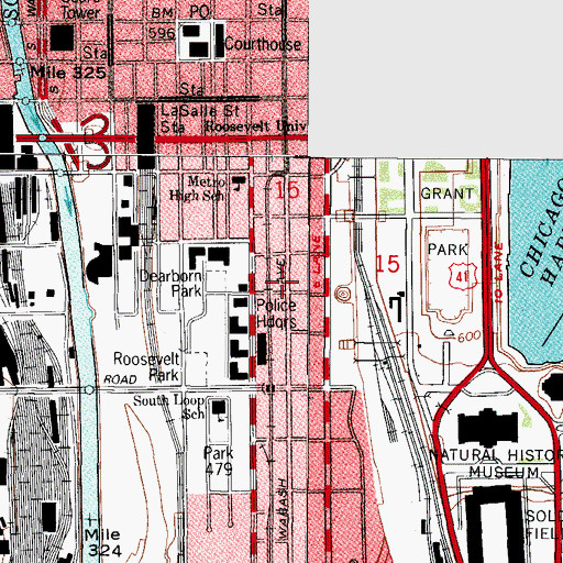 Topographic Map of Burnham Plaza, IL