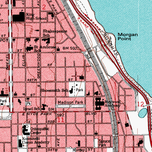 Topographic Map of C M Ludington House, IL