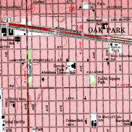 Topographic Map of Carroll Park, IL