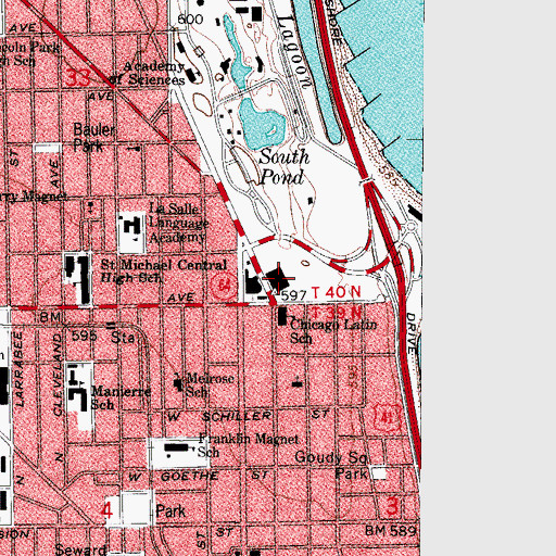Topographic Map of Chicago Historical Society, IL