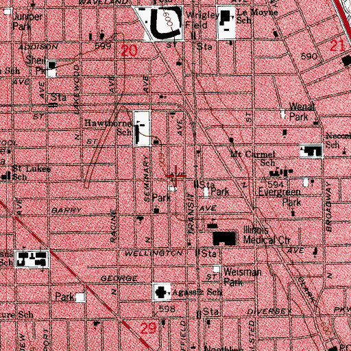 Topographic Map of Chicago Ki-Aikido Society, IL