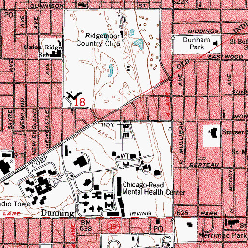 Topographic Map of Chicago Latvian Evangelical Lutheran Zion Congregation, IL