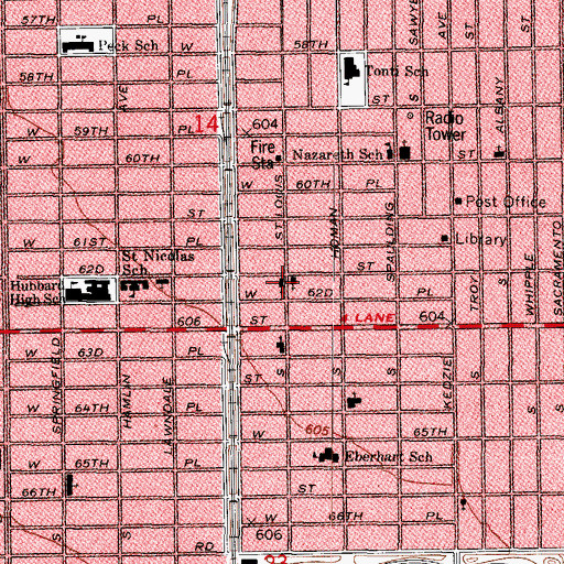 Topographic Map of Chicago Lawn Presbyterian Church, IL