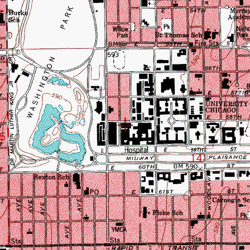 Topographic Map of Chicago Lying-In Hospital, IL