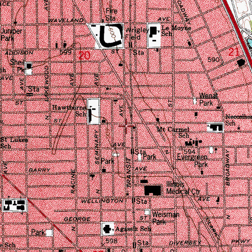 Topographic Map of Chicago School of Oriental Medical Arts, IL
