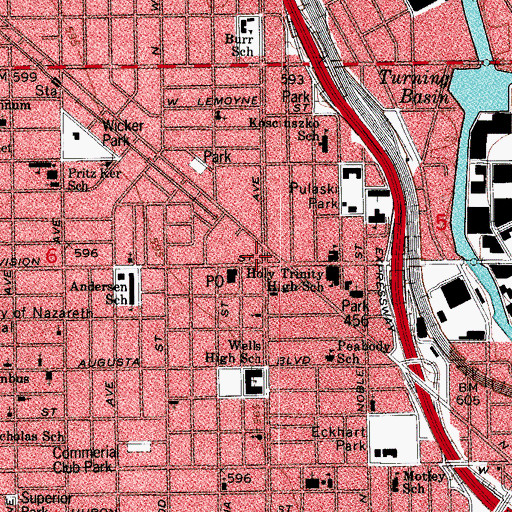 Topographic Map of Chicago Urban Skills Institute, IL