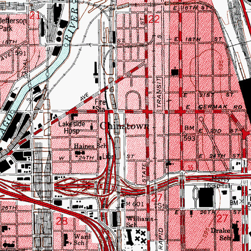 Topographic Map of Chinatown, IL