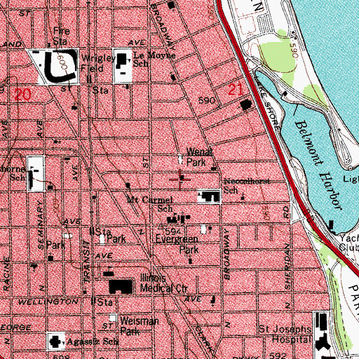 Topographic Map of Christ Church of Chicago, IL