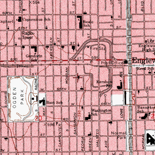 Topographic Map of Christ United Methodist Church, IL