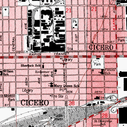 Topographic Map of Cicero Bible Church, IL