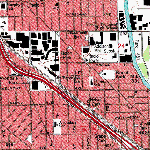 Topographic Map of Community Gospel Center, IL