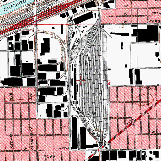 Topographic Map of Corwith Yards, IL