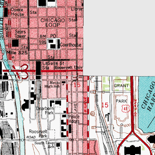 Topographic Map of Cosmopolitan Preparatory School, IL