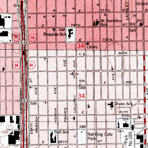 Topographic Map of Crerar Memorial Presbyterian Church, IL