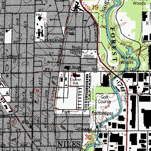 Topographic Map of Clarence E Culver Middle School, IL