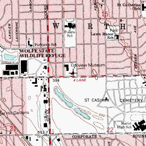 Topographic Map of First Church of God, IL
