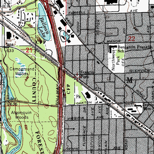 Topographic Map of Francis Park, IL