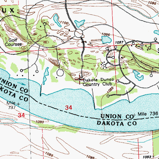 Topographic Map of Dakota Dunes Country Club, SD