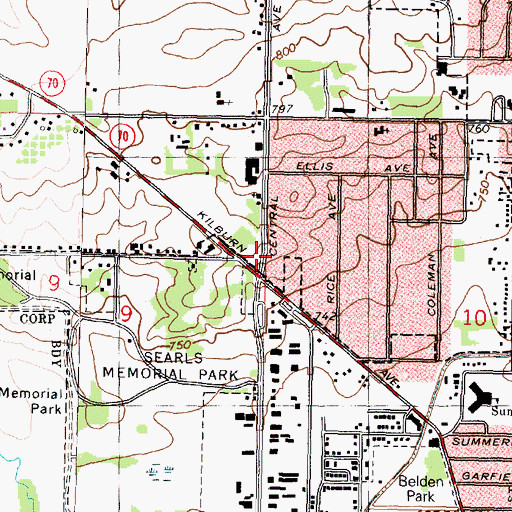 Topographic Map of Barbara Olson Center, IL
