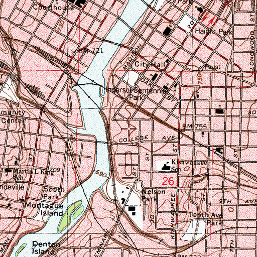 Topographic Map of Barnes Hall (historical), IL