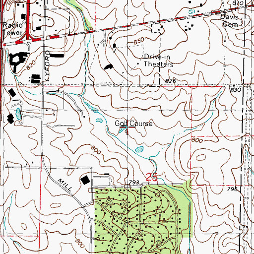 Topographic Map of Earl F Elliott Park and Golf Course, IL