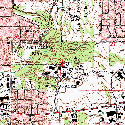 Topographic Map of Emerson Hall, IL