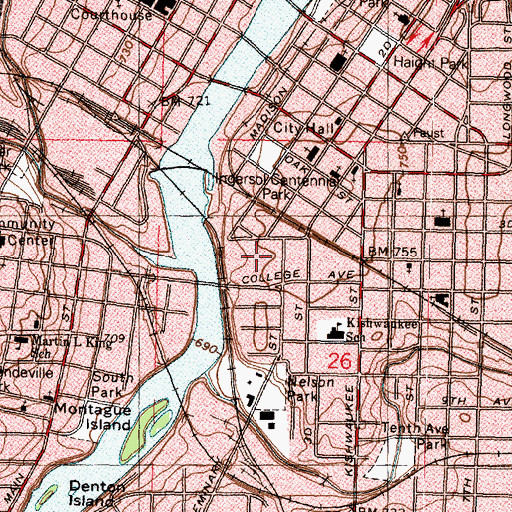 Topographic Map of Emerson Hall (historical), IL
