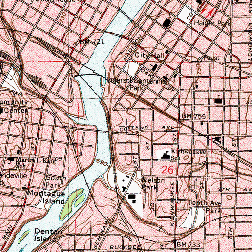 Topographic Map of Music Hall (historical), IL