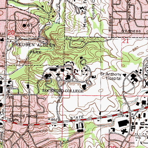Topographic Map of Nelson Hall, IL