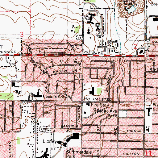 Topographic Map of Faith Lutheran Church, IL