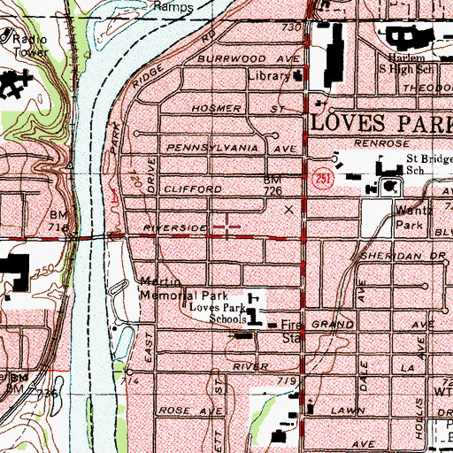 Topographic Map of Our Lady of the Angels Church, IL