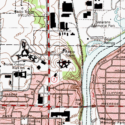 Topographic Map of River Bluff Nursing Home, IL
