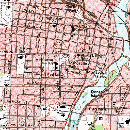 Topographic Map of Washington Vocational Center, IL