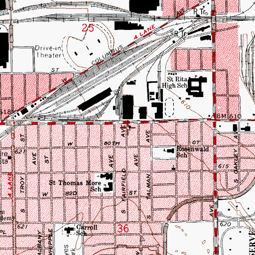 Topographic Map of Gethsemane Evangelical Lutheran Church, IL