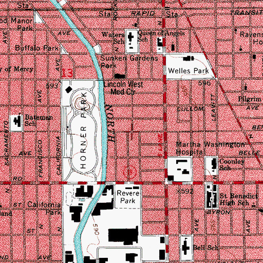 Topographic Map of Godino Francisco School, IL