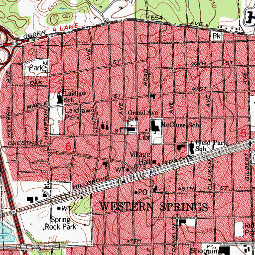 Topographic Map of Grand Avenue School, IL