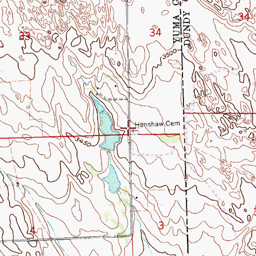 Topographic Map of Hanshaw Cemetery, CO