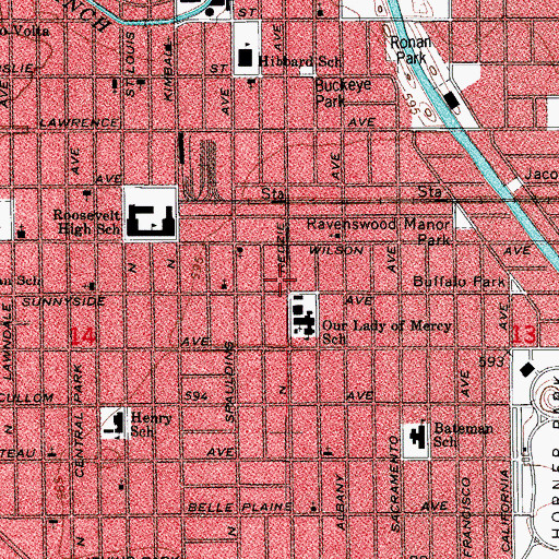 Topographic Map of Iglesia del Pacto Evangelicio de Albany Park, IL