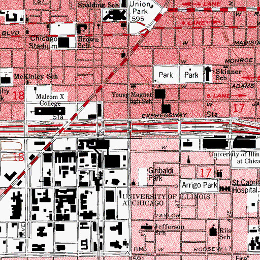 Topographic Map of Interchange 28B, IL