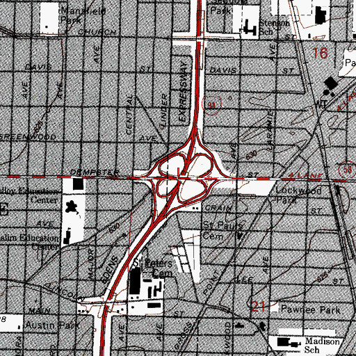 Topographic Map of Interchange 37, IL