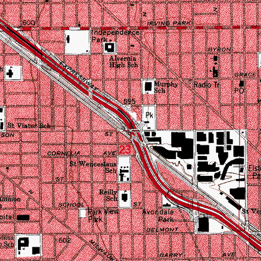 Topographic Map of Interchange 45A, IL