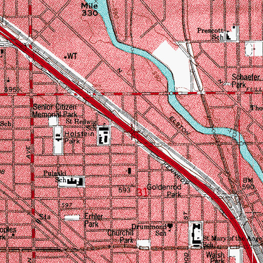 Topographic Map of Interchange 47C, IL