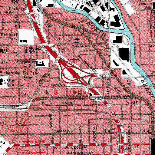 Topographic Map of Interchange 50B, IL