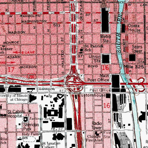 Topographic Map of Interchange 51H, IL