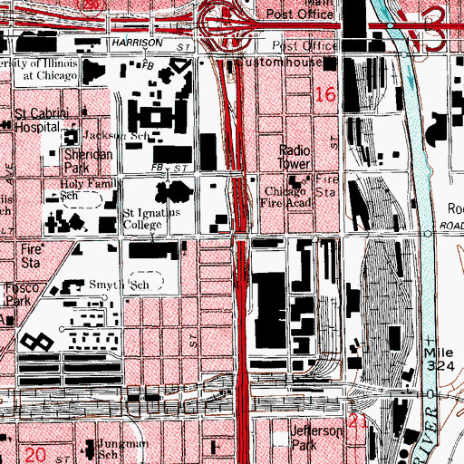 Topographic Map of Interchange 52B, IL