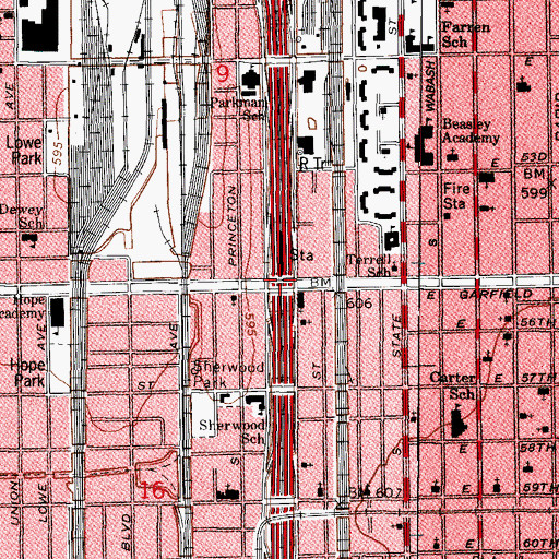 Topographic Map of Interchange 57B, IL