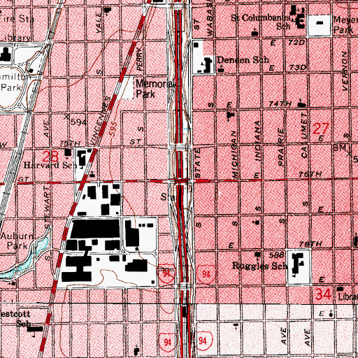 Topographic Map of Interchange 60B, IL