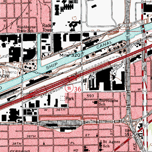 Topographic Map of Interchange 289, IL
